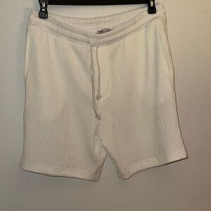 Zara Cream Waffle Knit Drawstring Athletic Shorts